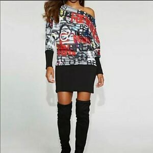 Gabrielle Union New York & Company Boatneck Graffiti Print Shift Dress